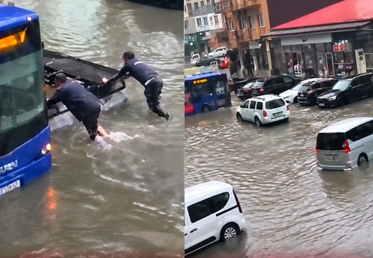 VIDEO : დატბორილი ქუჩები და წყალში მოცურავე ავტომობილები: კადრები ადგილიდან
